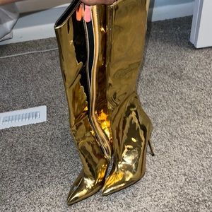 Gold high heels